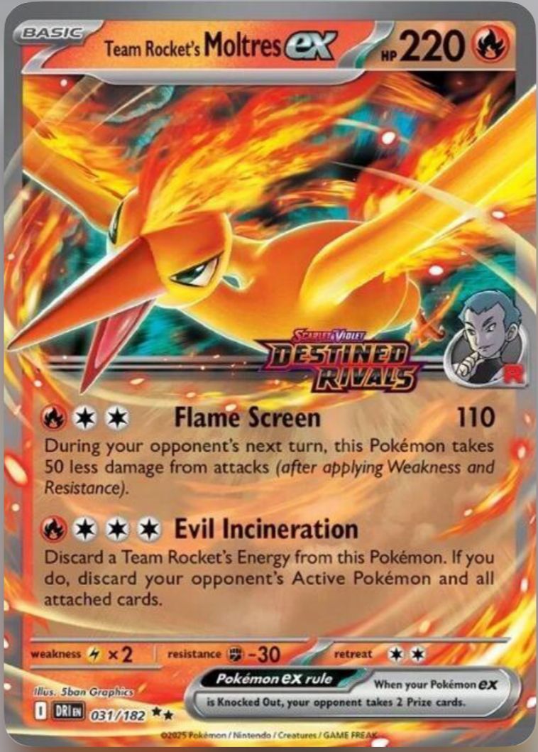 Team Rocket’s Moltres ex 031/182 (SATMP DESTINED RIVALS)