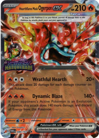 Hearthflame Mask Ogerpon ex 040/167 (TWILIGHT MASQUERADE STAMP)