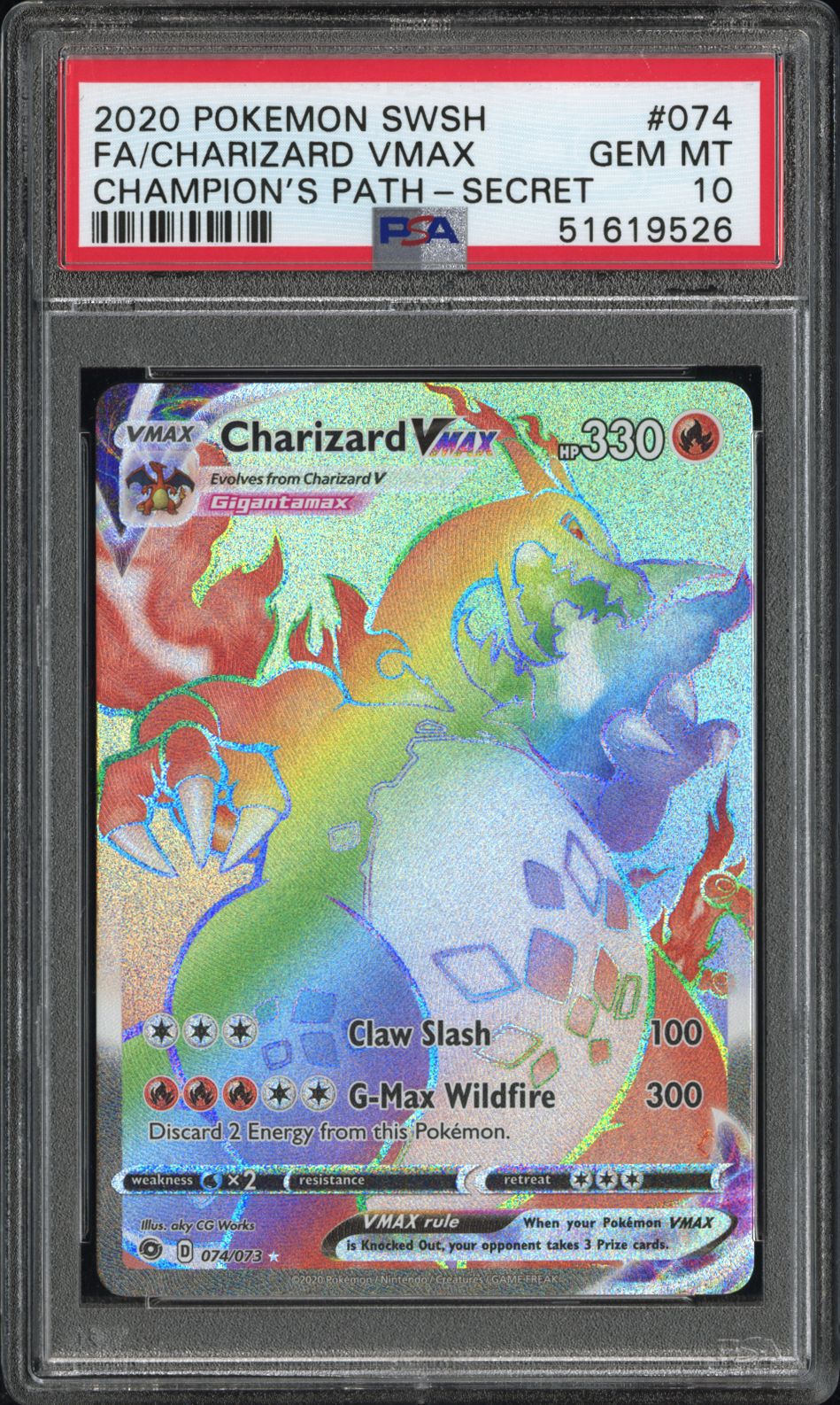 FA/ CHARIZARD VMAX 074 PSA 10