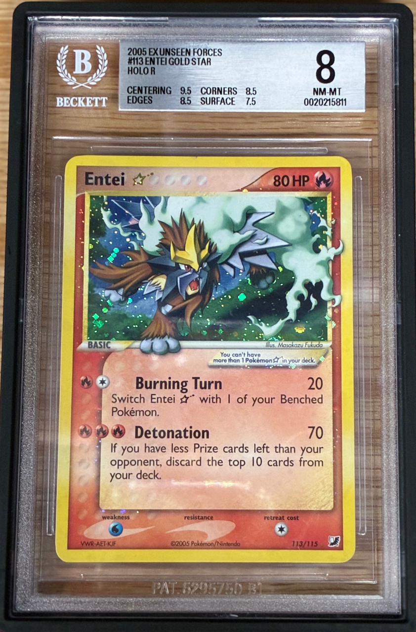 Entei Gold Star Holo R #113 Beckett 8