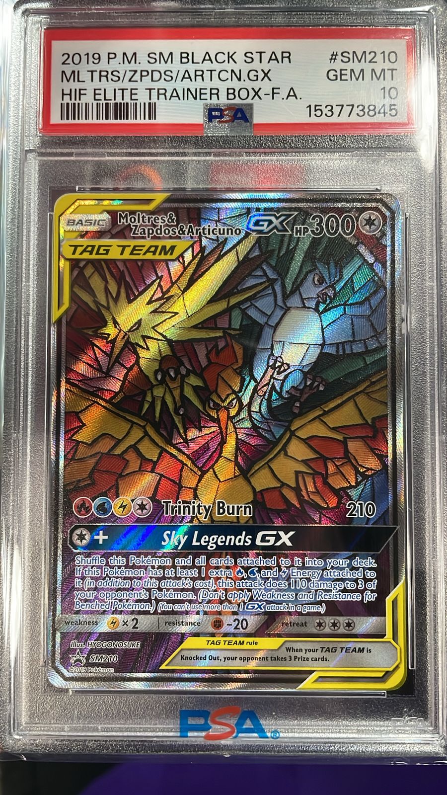 Moltres & Zapdos & Articuno GX SM210 PSA 10