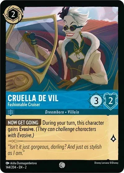 Cruella De Vil - Fashionable Cruiser [Foil] #144 Lorcana Rise Of The Floodborn